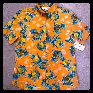 Casual Button Down Orange Pineapple Shirt